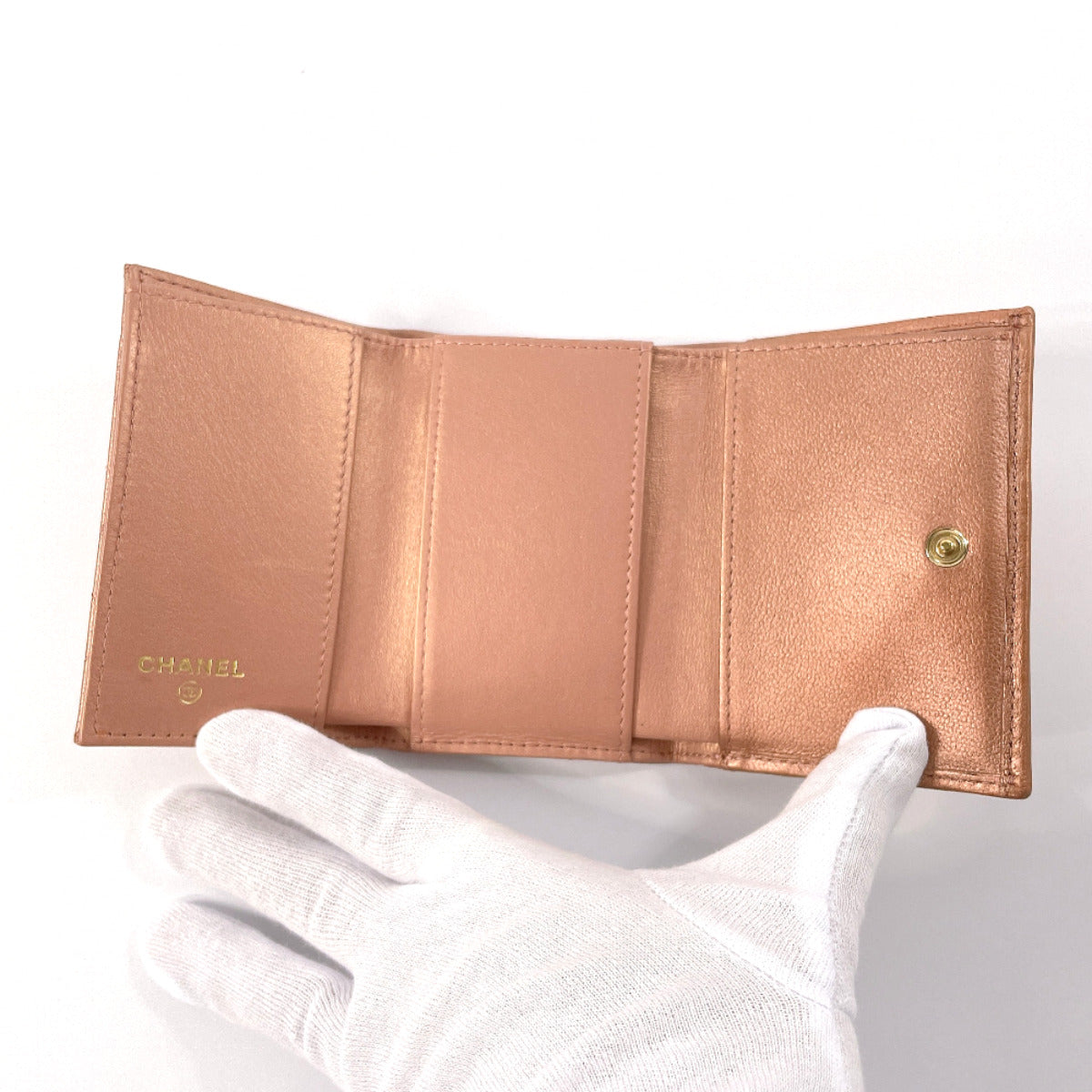 CHANEL Tri-fold wallet leather pink 2.55 Matrasse