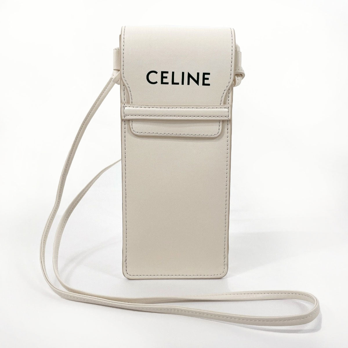 CELINE Shoulder Bag leather white logo Sunglasses case