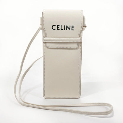 CELINE Shoulder Bag leather white logo Sunglasses case