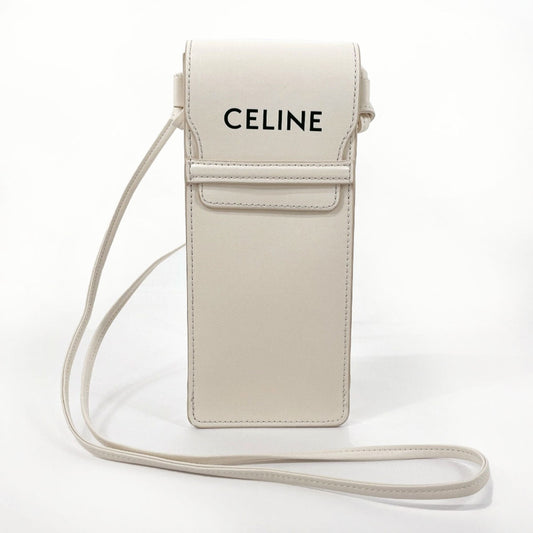 CELINE Shoulder Bag leather white logo Sunglasses case