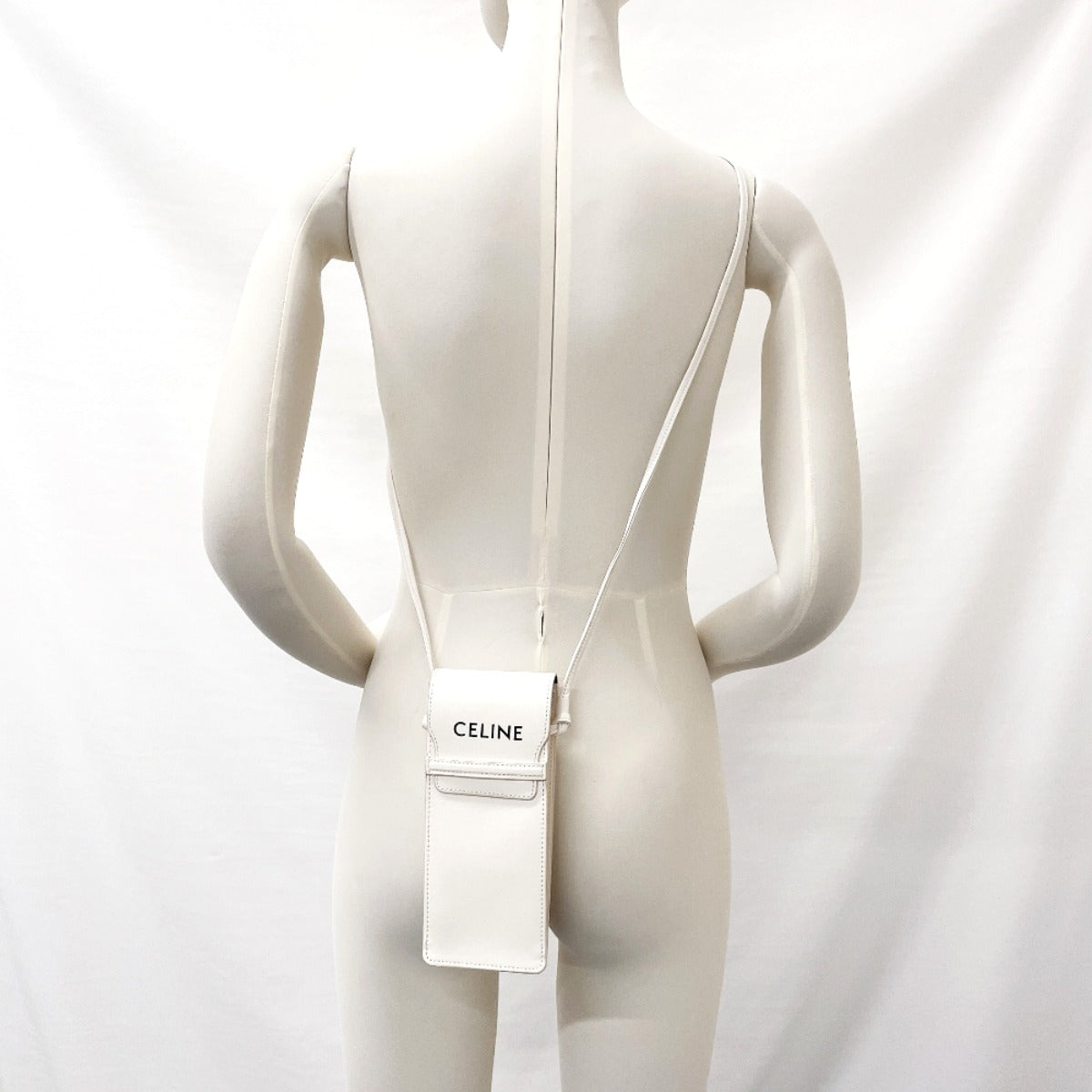 CELINE Shoulder Bag leather white logo Sunglasses case