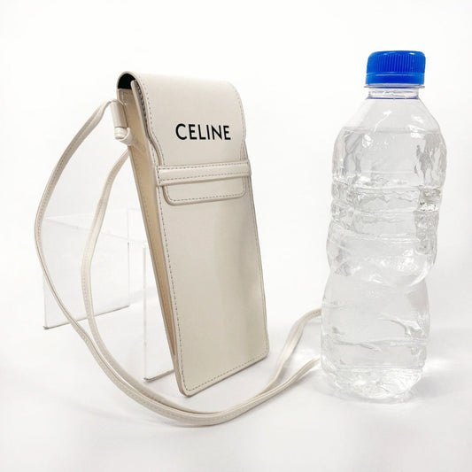 CELINE Shoulder Bag leather white logo Sunglasses case