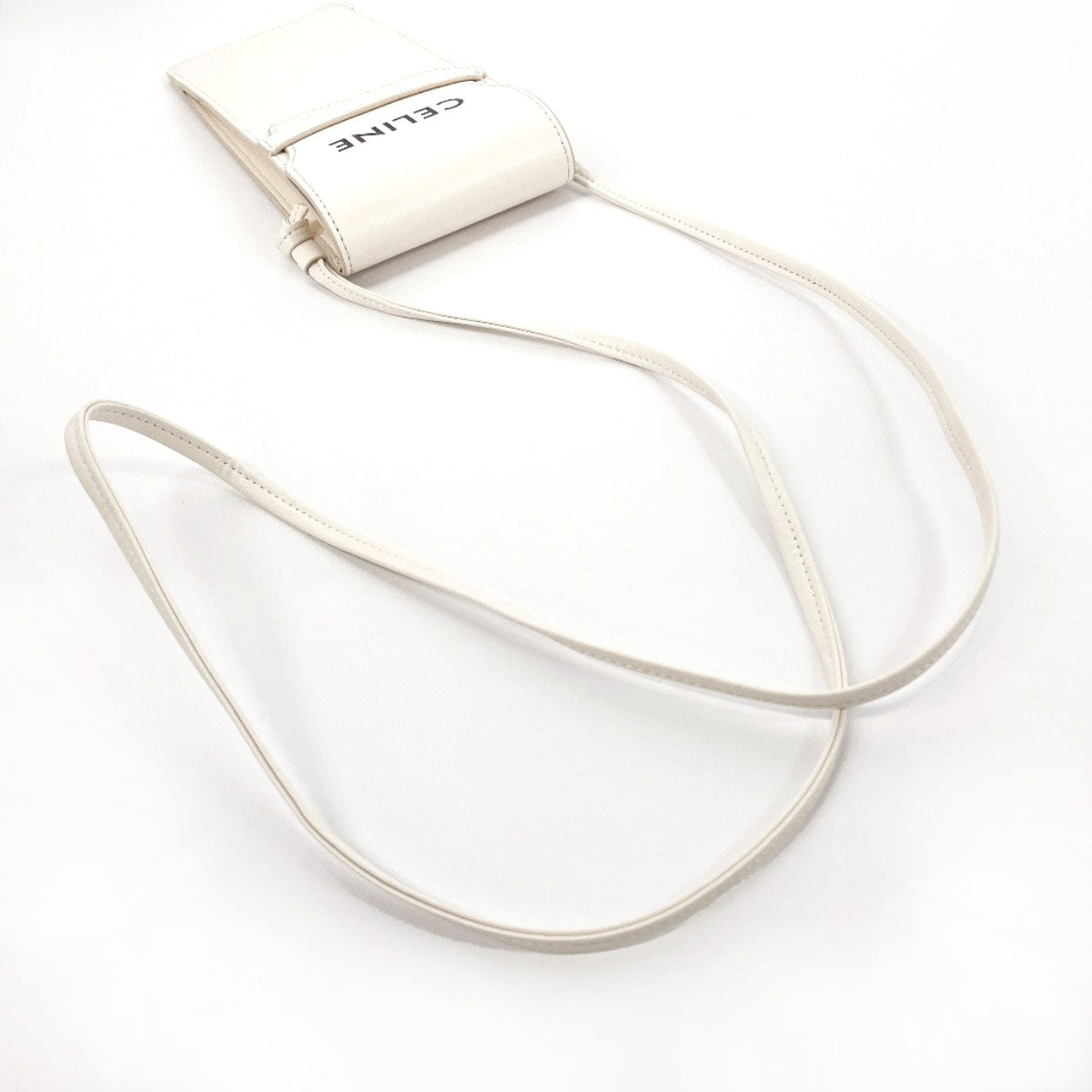 CELINE Shoulder Bag leather white logo Sunglasses case
