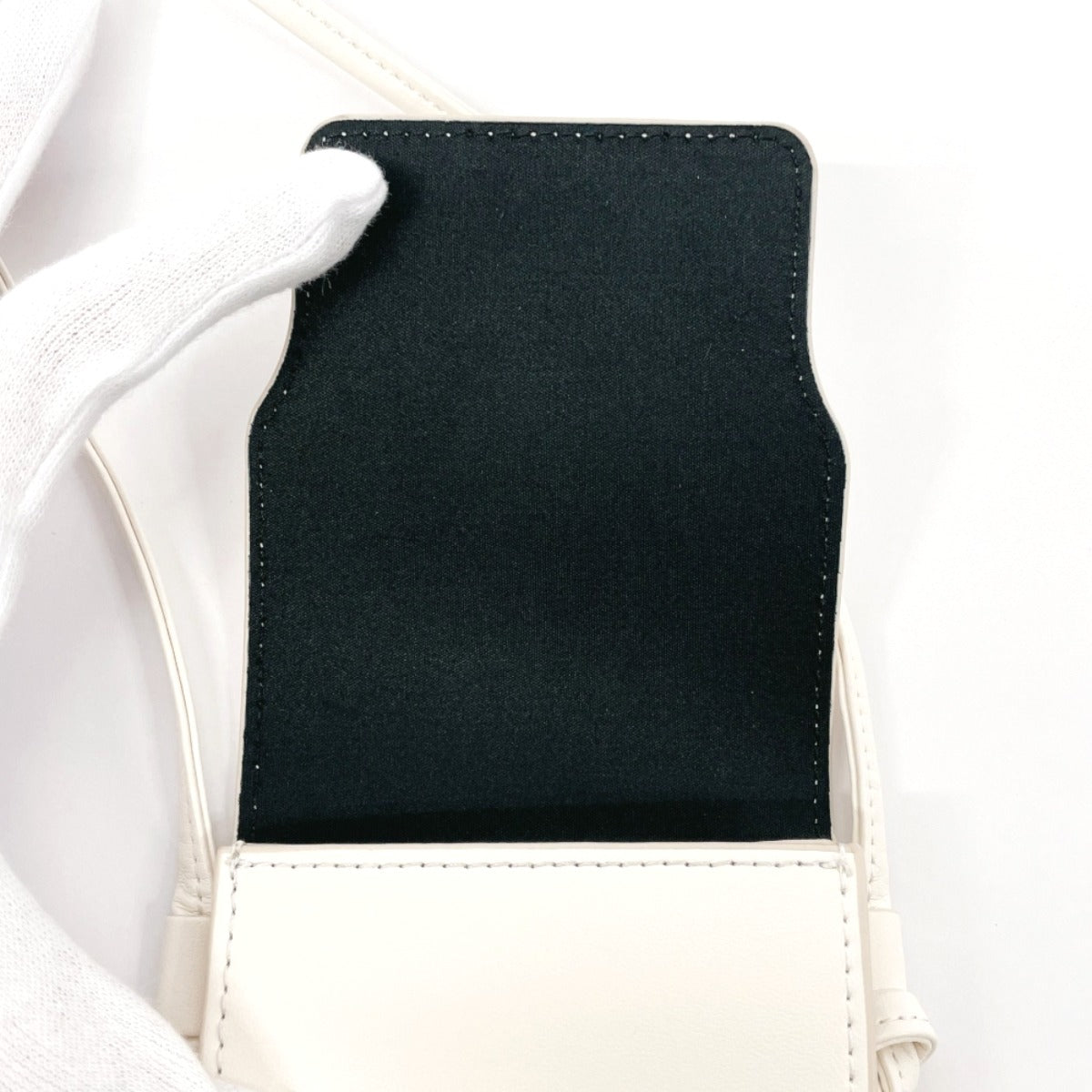 CELINE Shoulder Bag leather white logo Sunglasses case