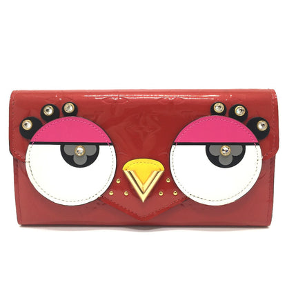 LOUIS VUITTON Long Wallet Purse M90489 Monogram Vernis Red Monogram Vernis Portefeuille Sarah Bird Bird Women Used Authentic