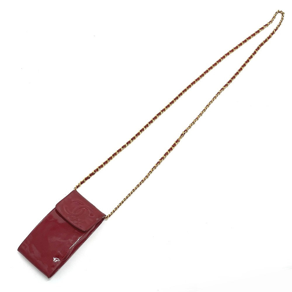 CHANEL Shoulder Bag Patent leather Red CCCOCO Mark Chain pochette Women Used Authentic