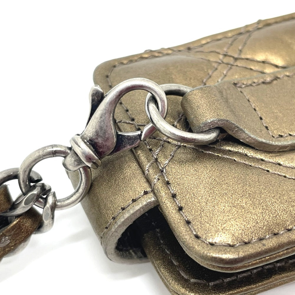 CHANEL Shoulder Bag A32475 leather Gold x Silver Metal 06A Matelasse Paris New York Women Used Authentic