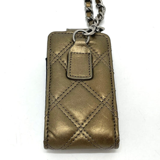 CHANEL Shoulder Bag A32475 leather Gold x Silver Metal 06A Matelasse Paris New York Women Used Authentic