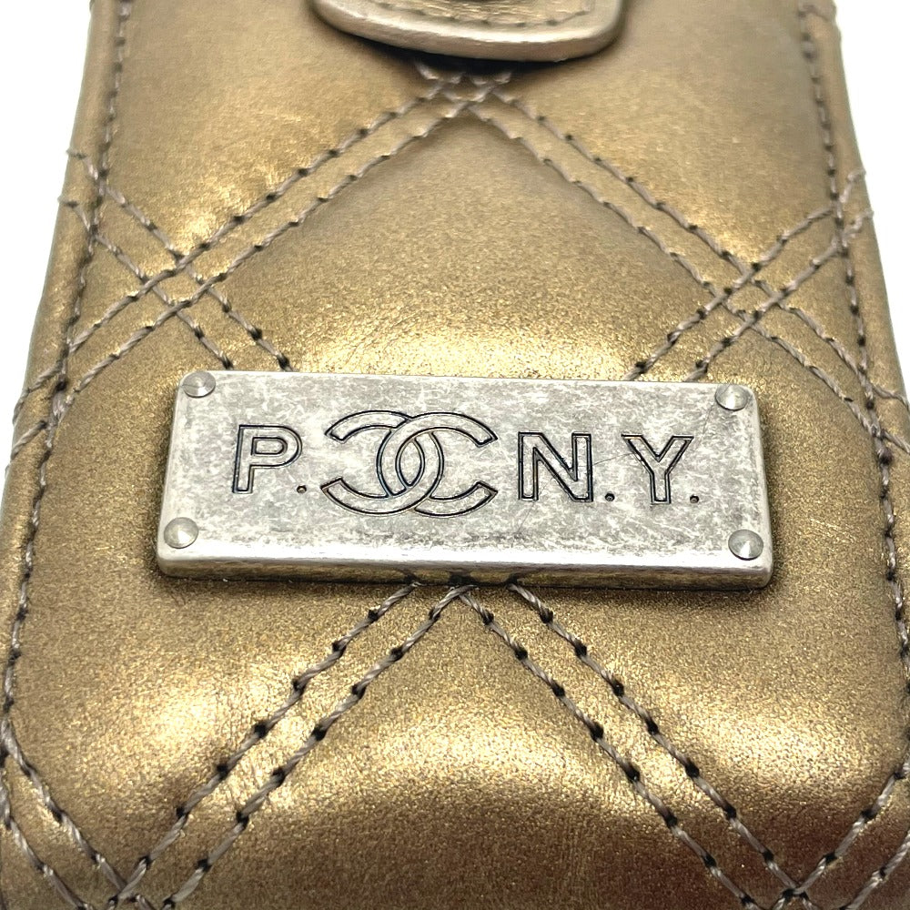 CHANEL Shoulder Bag A32475 leather Gold x Silver Metal 06A Matelasse Paris New York Women Used Authentic