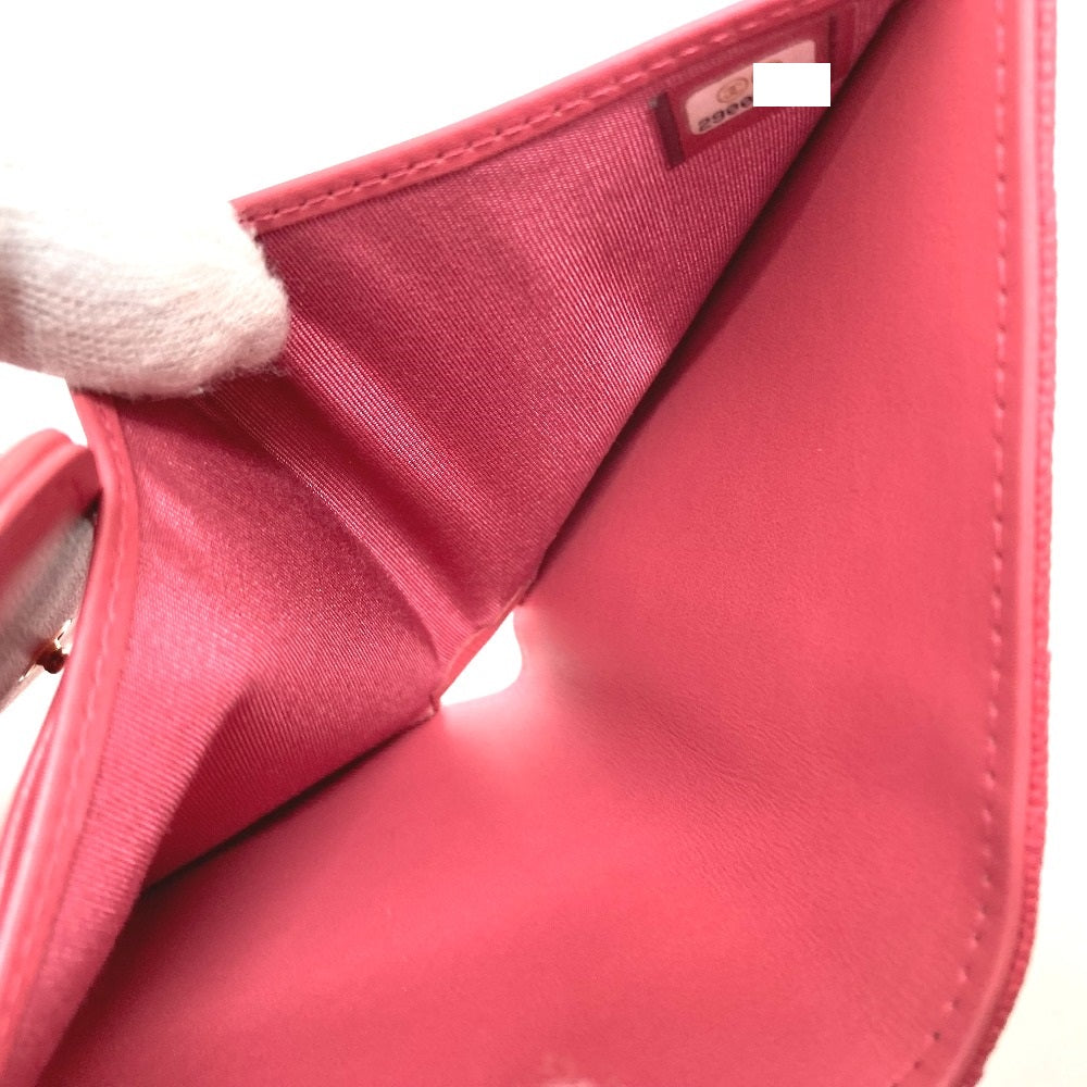 CHANEL Trifold wallet AP0375 Caviar skin Pink type CC filigree Matrasse Women Used Authentic