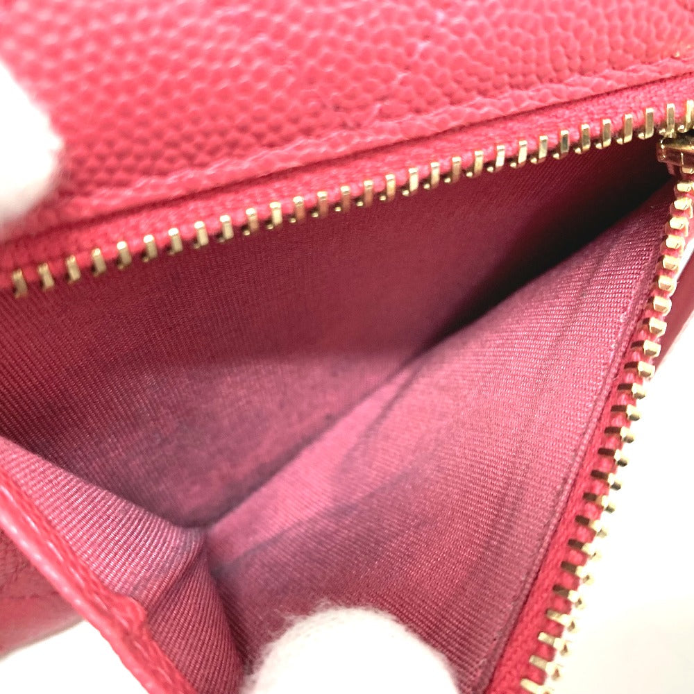 CHANEL Trifold wallet AP0375 Caviar skin Pink type CC filigree Matrasse Women Used Authentic