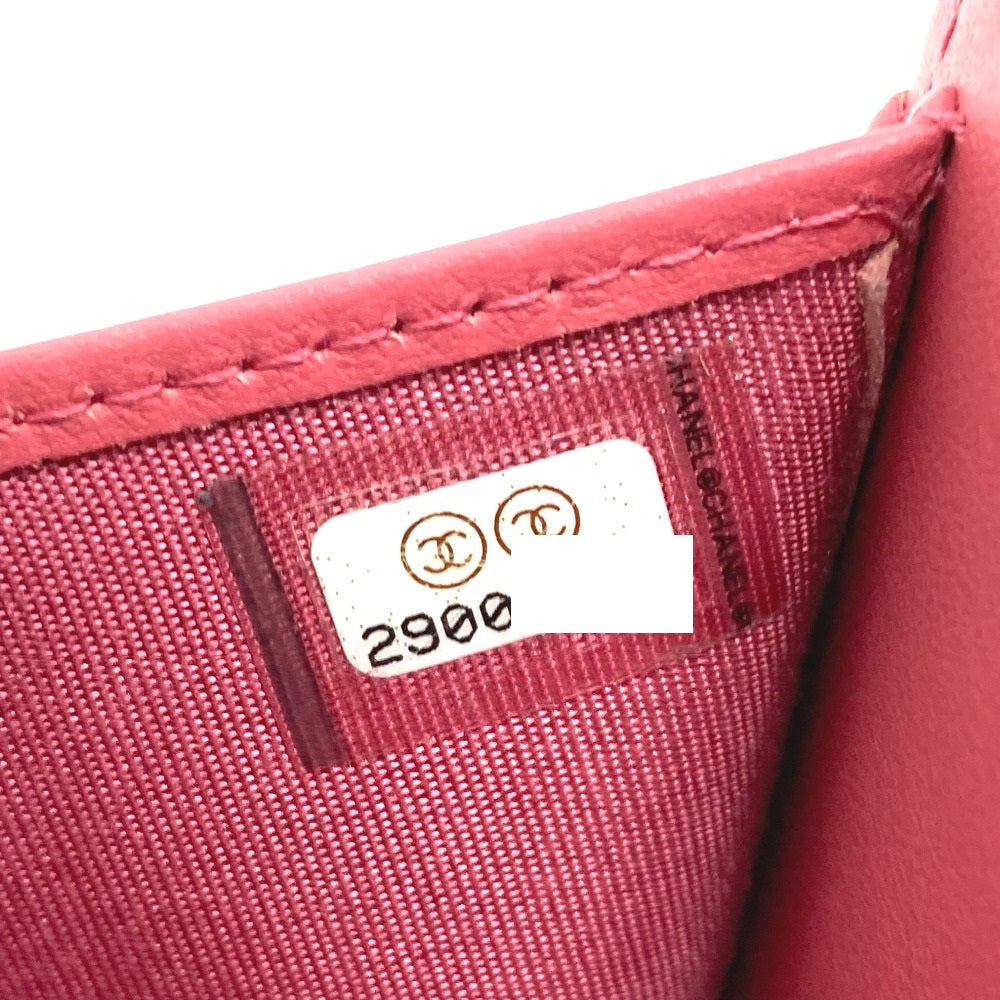 CHANEL Trifold wallet AP0375 Caviar skin Pink type CC filigree Matrasse Women Used Authentic
