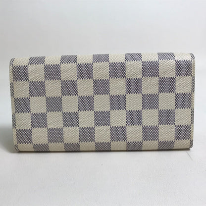LOUIS VUITTON Long Wallet Purse N61735 Damier Azur Canvas white Damier Azur Portefeuille Sarah Women Used Authentic