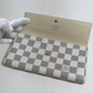 LOUIS VUITTON Long Wallet Purse N61735 Damier Azur Canvas white Damier Azur Portefeuille Sarah Women Used Authentic