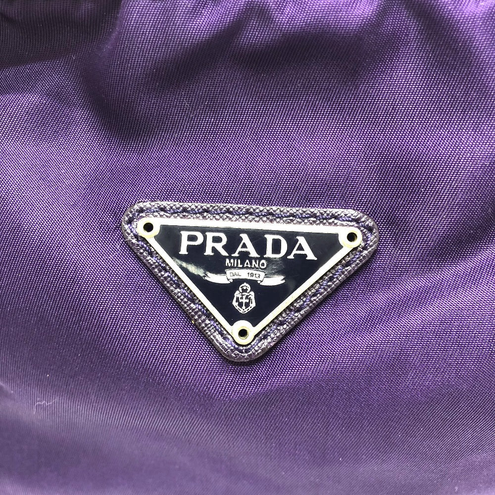 PRADA Pouch Nylon purple Triangle logo accessory case Women Used Authentic