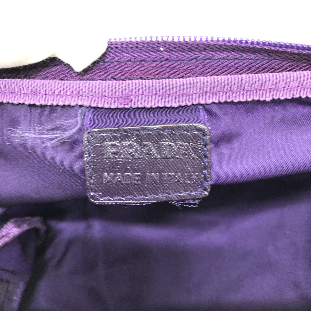 PRADA Pouch Nylon purple Triangle logo accessory case Women Used Authentic