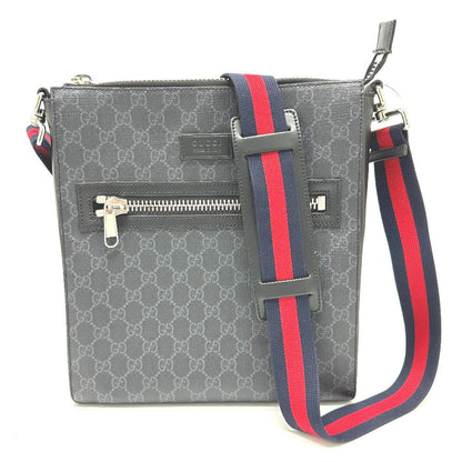 GUCCI Shoulder Bag 474137 GG Supreme Canvas black Bag GG Messenger mens Used Authentic