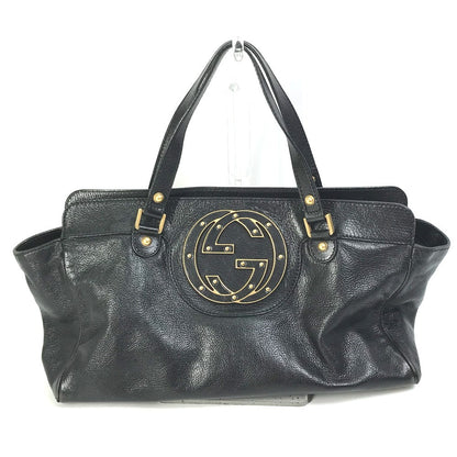 GUCCI Handbag 121551 leather black Interlocking G blondie studs Women Used Authentic