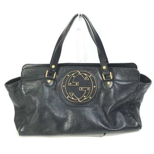GUCCI Handbag 121551 leather black Interlocking G blondie studs Women Used Authentic