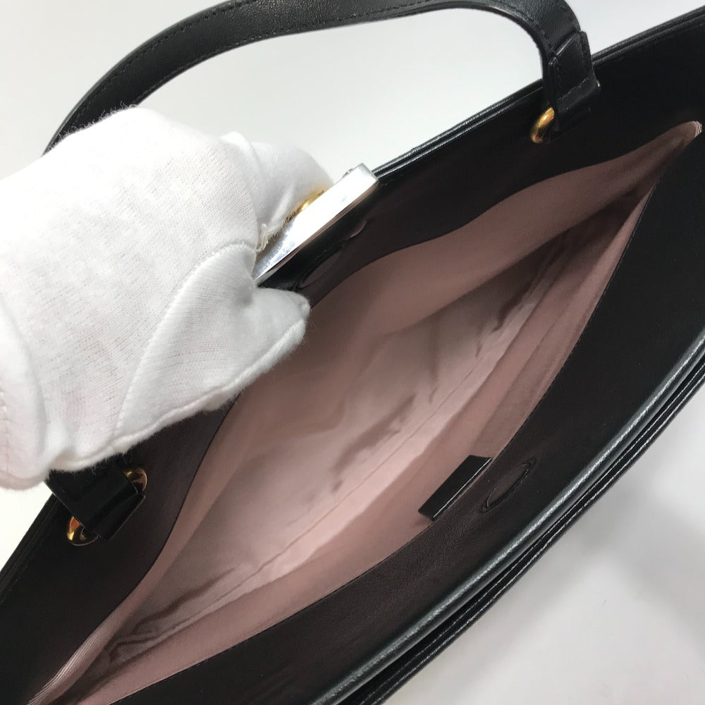 GUCCI Handbag 630595 leather black Tote Bag Interlocking G Women Used Authentic
