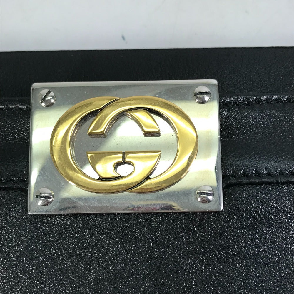 GUCCI Handbag 630595 leather black Tote Bag Interlocking G Women Used Authentic