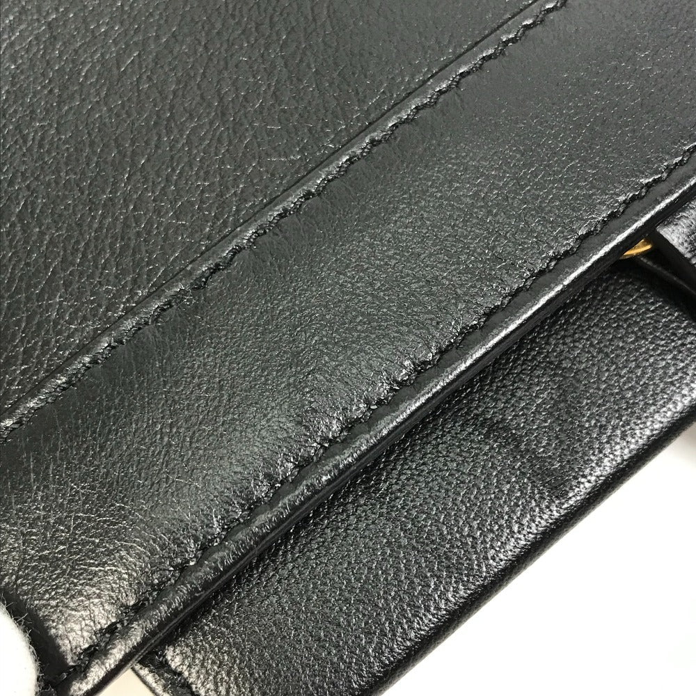 GUCCI Handbag 630595 leather black Tote Bag Interlocking G Women Used Authentic