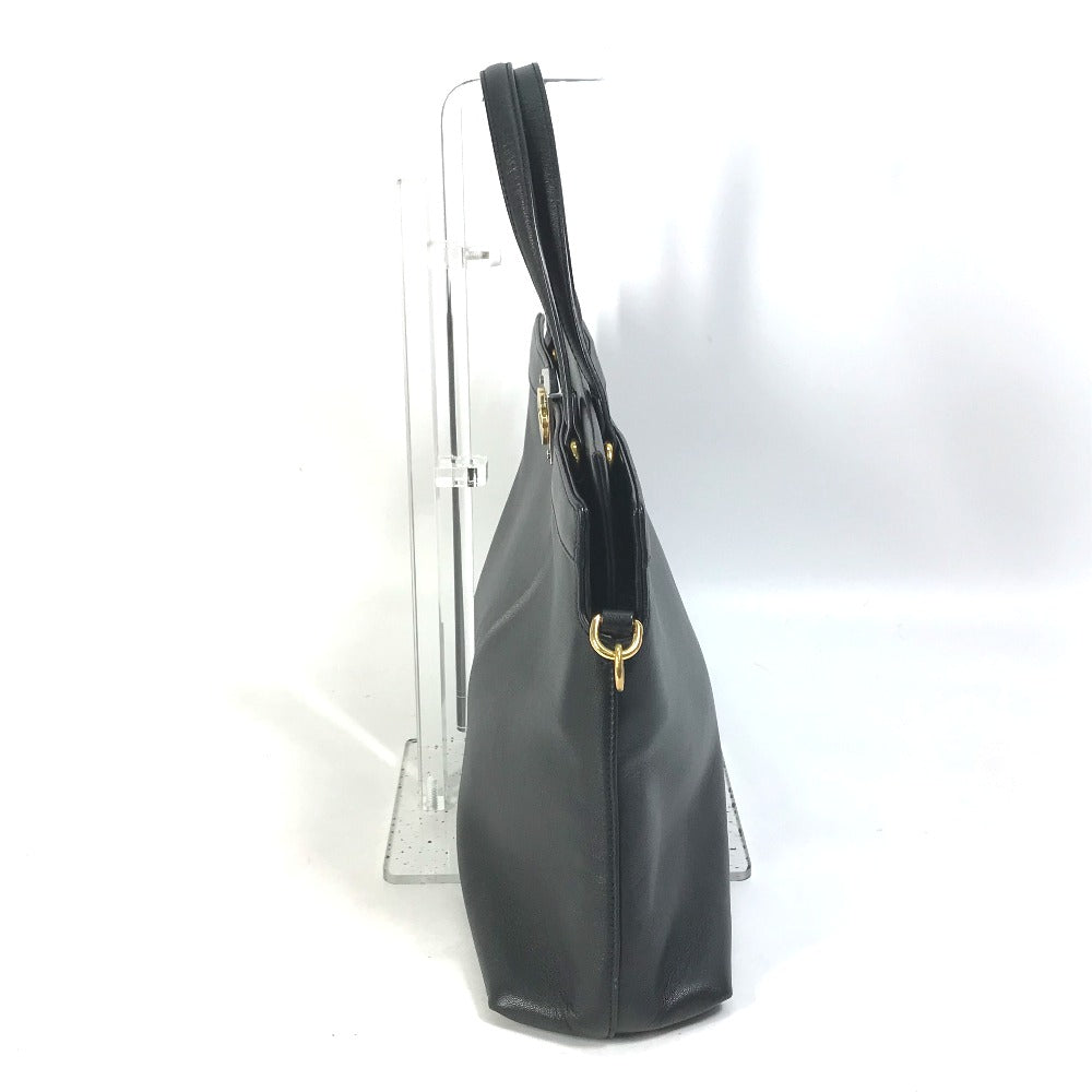 GUCCI Handbag 630595 leather black Tote Bag Interlocking G Women Used Authentic