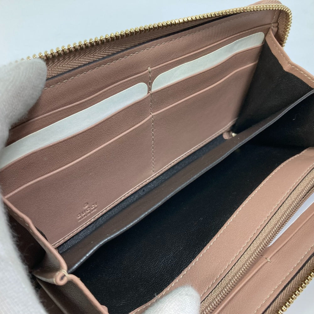 GUCCI Long Wallet Purse 257003 leather pink MAYFAI Ribbon Guccissima Ribbon Women Used Authentic