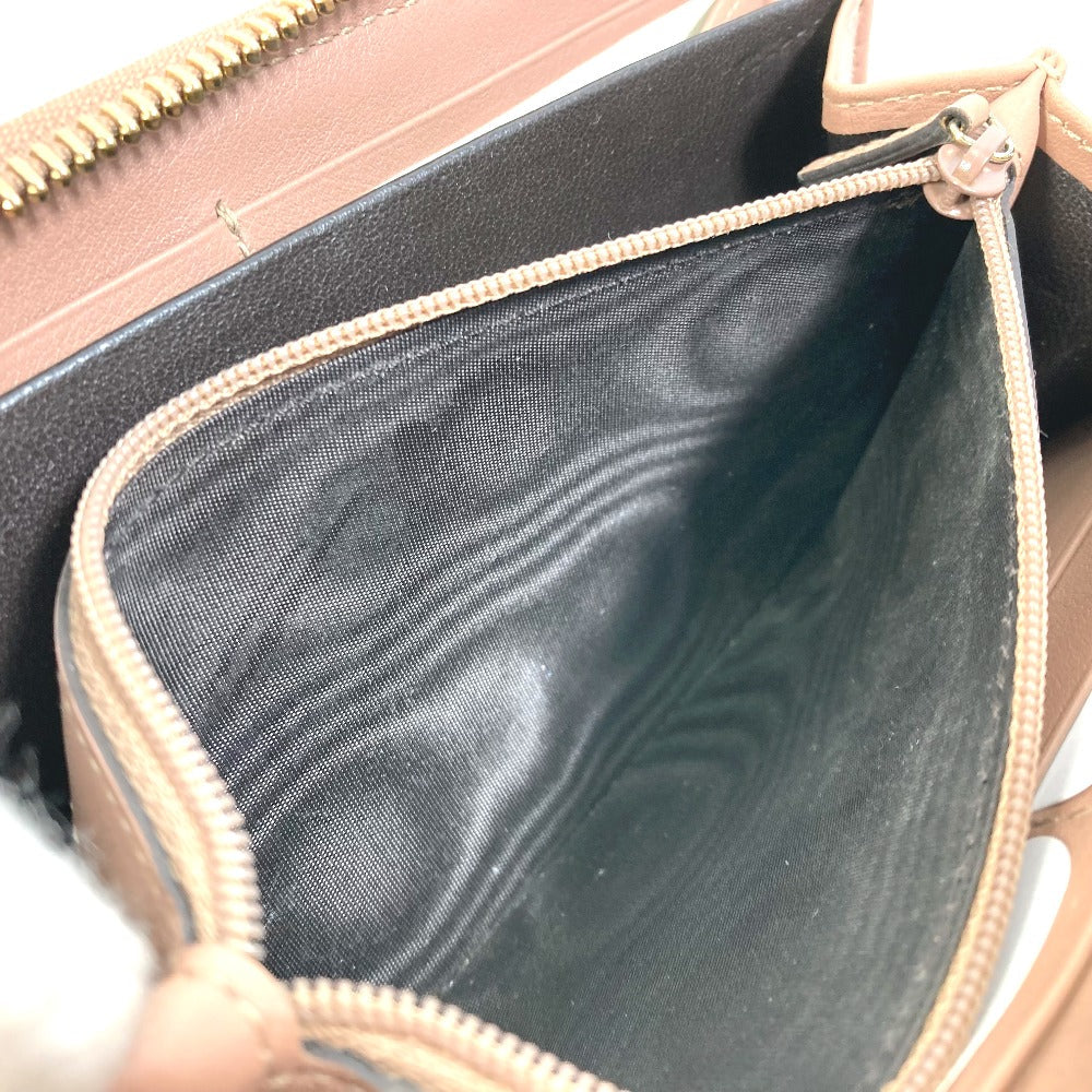 GUCCI Long Wallet Purse 257003 leather pink MAYFAI Ribbon Guccissima Ribbon Women Used Authentic