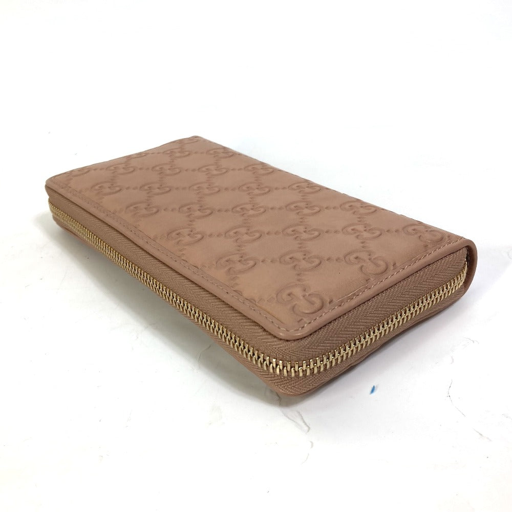 GUCCI Long Wallet Purse 257003 leather pink MAYFAI Ribbon Guccissima Ribbon Women Used Authentic