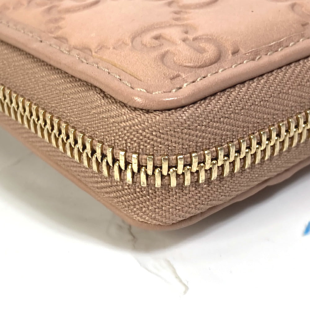 GUCCI Long Wallet Purse 257003 leather pink MAYFAI Ribbon Guccissima Ribbon Women Used Authentic