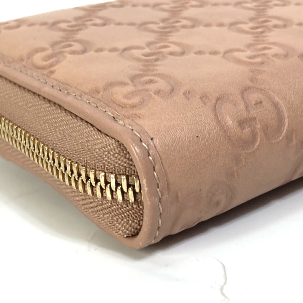 GUCCI Long Wallet Purse 257003 leather pink MAYFAI Ribbon Guccissima Ribbon Women Used Authentic