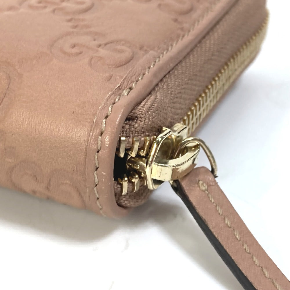 GUCCI Long Wallet Purse 257003 leather pink MAYFAI Ribbon Guccissima Ribbon Women Used Authentic