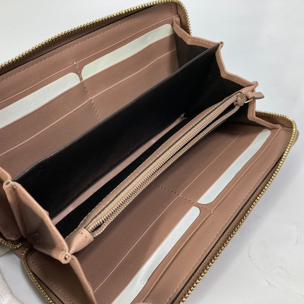 GUCCI Long Wallet Purse 257003 leather pink MAYFAI Ribbon Guccissima Ribbon Women Used Authentic