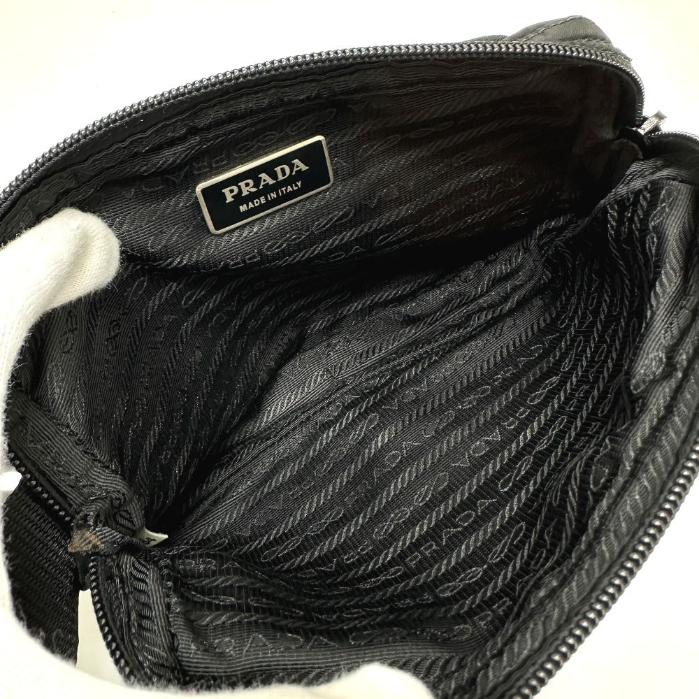 PRADA Waist bag Nylon / leather black Triangle logo Sling bag mens Used Authentic