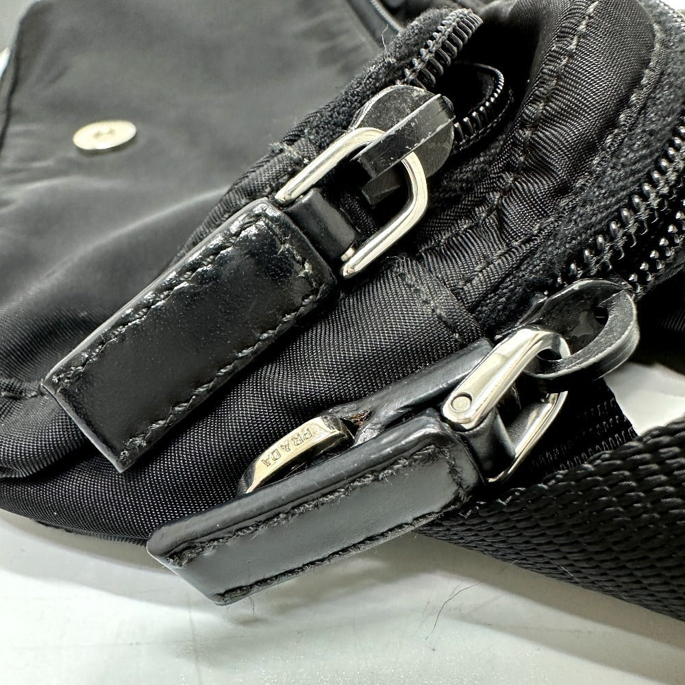 PRADA Waist bag Nylon / leather black Triangle logo Sling bag mens Used Authentic