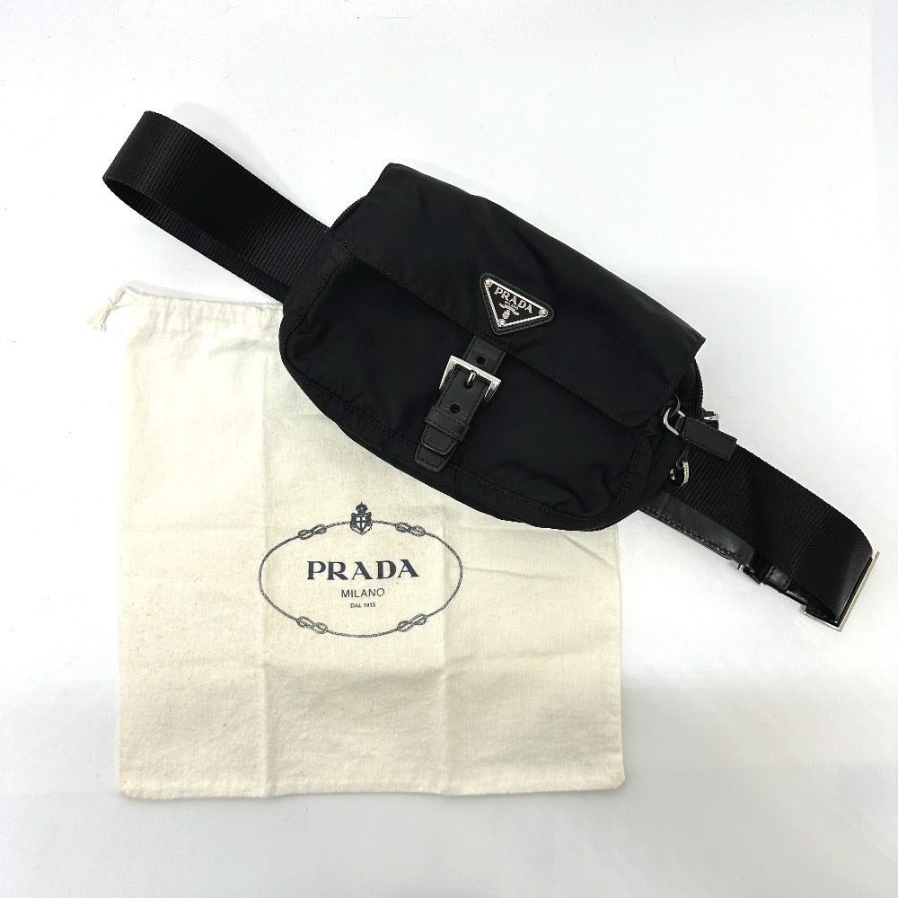 PRADA Waist bag Nylon / leather black Triangle logo Sling bag mens Used Authentic