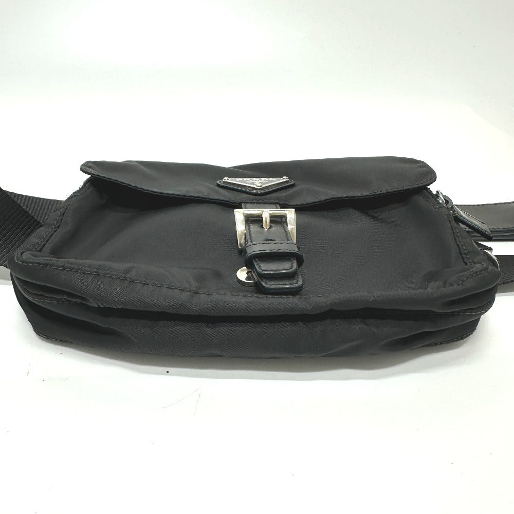 PRADA Waist bag Nylon / leather black Triangle logo Sling bag mens Used Authentic