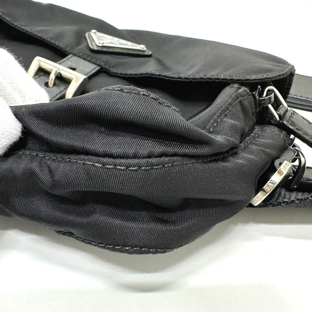 PRADA Waist bag Nylon / leather black Triangle logo Sling bag mens Used Authentic