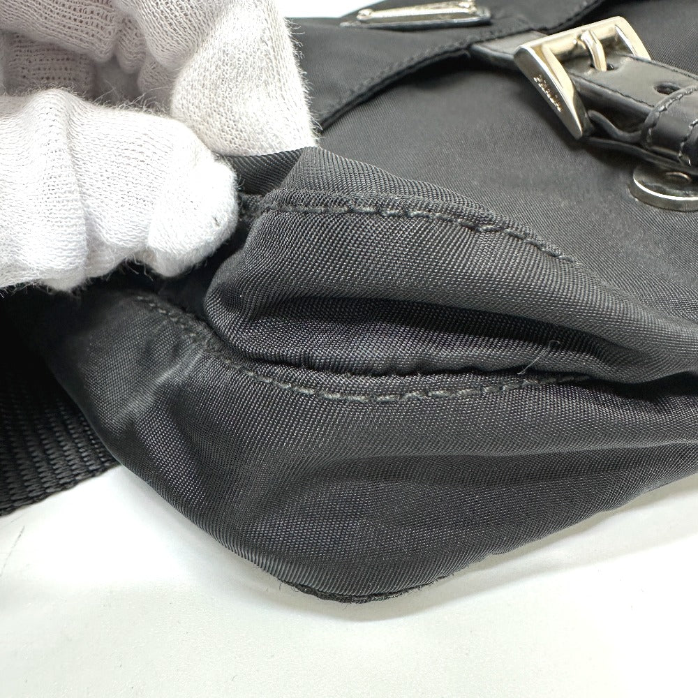 PRADA Waist bag Nylon / leather black Triangle logo Sling bag mens Used Authentic
