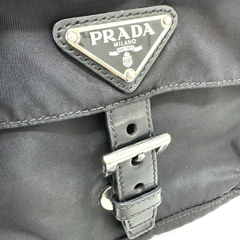 PRADA Waist bag Nylon / leather black Triangle logo Sling bag mens Used Authentic