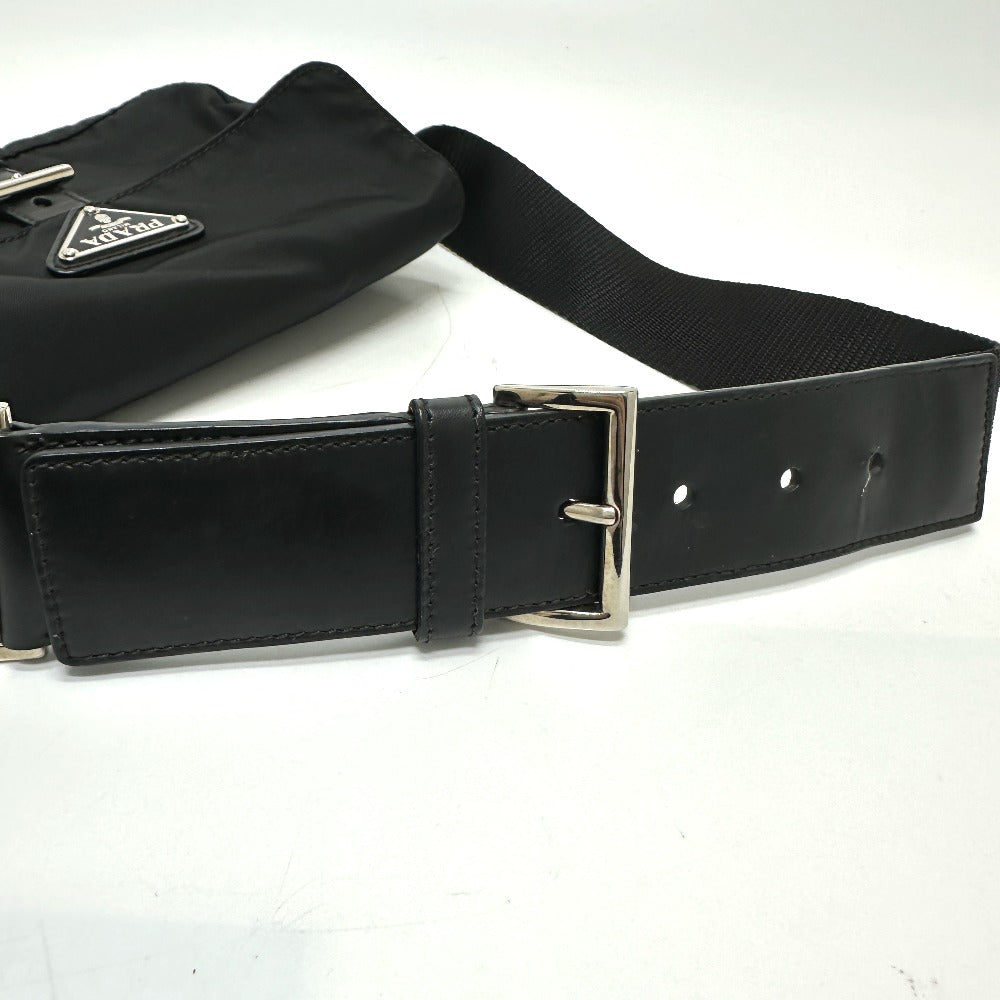 PRADA Waist bag Nylon / leather black Triangle logo Sling bag mens Used Authentic