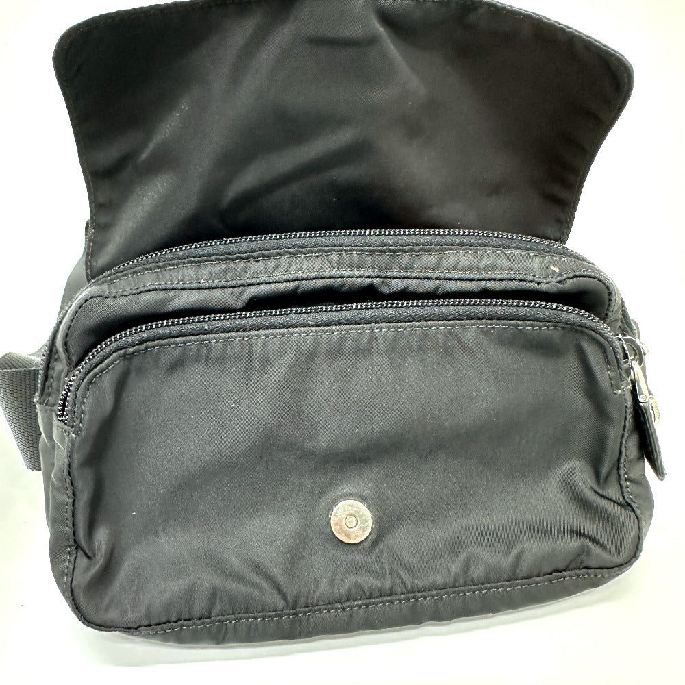 PRADA Waist bag Nylon / leather black Triangle logo Sling bag mens Used Authentic