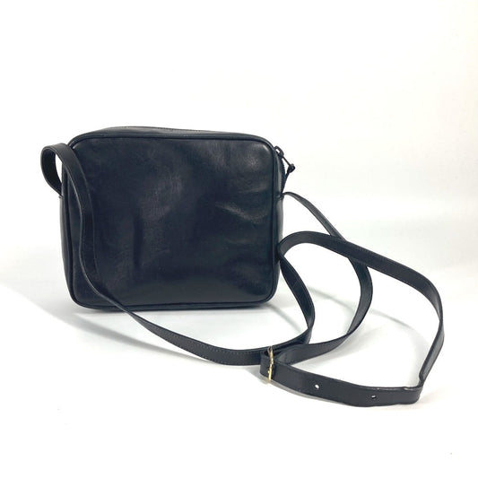 CELINE Shoulder Bag leather black vintage Carriage Metal Women Used Authentic