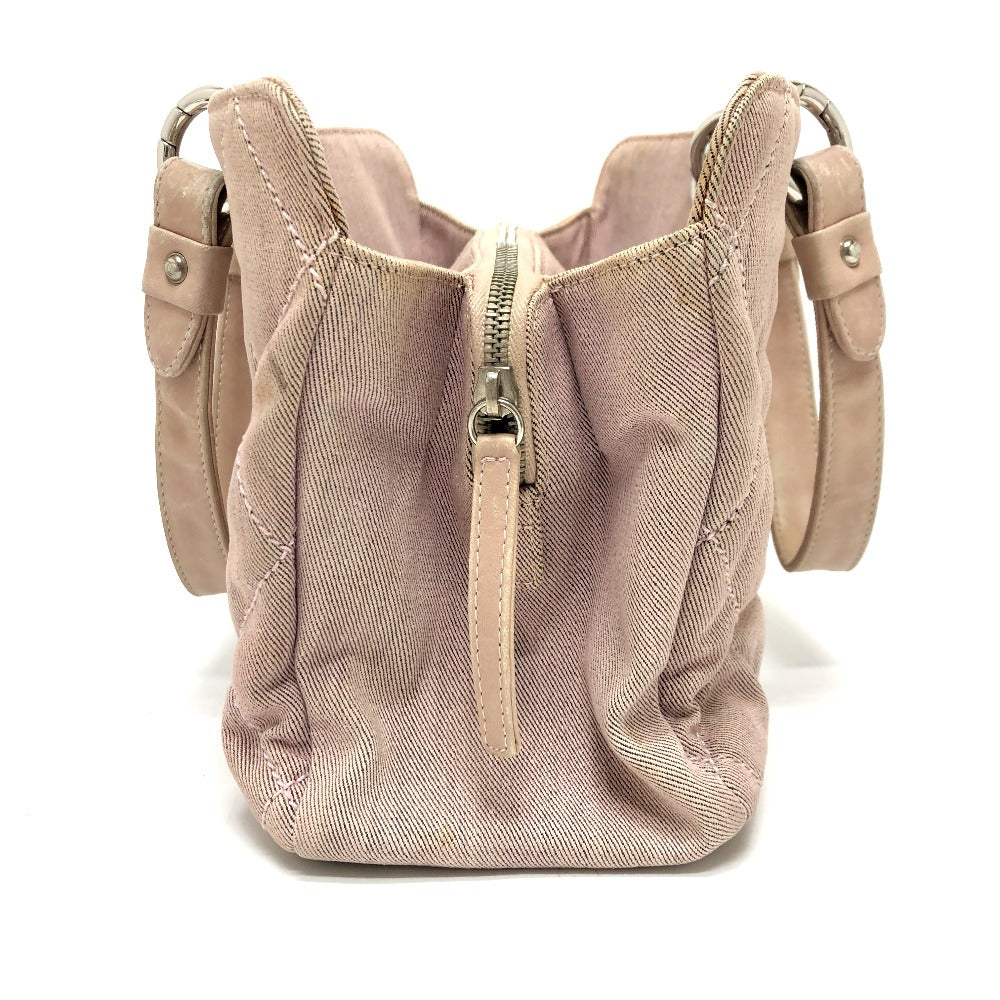 CHANEL Tote Bag Cotton canvas Pink type COCO Mark CC Matrasse Women Used Authentic
