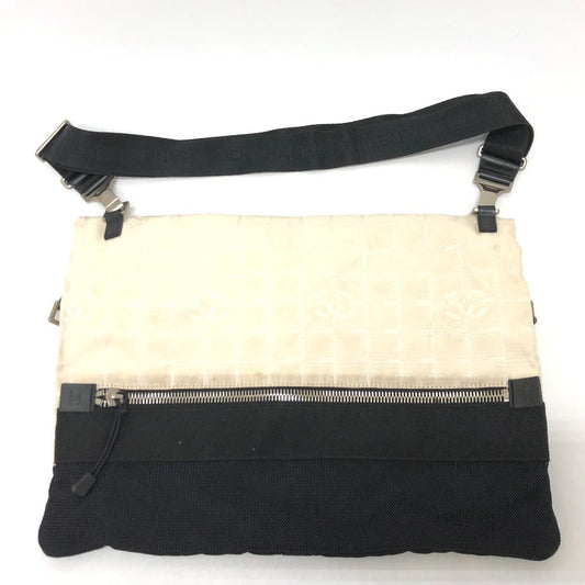 CHANEL Shoulder Bag canvas white CC COCO Mark New travel line Women Used Authentic
