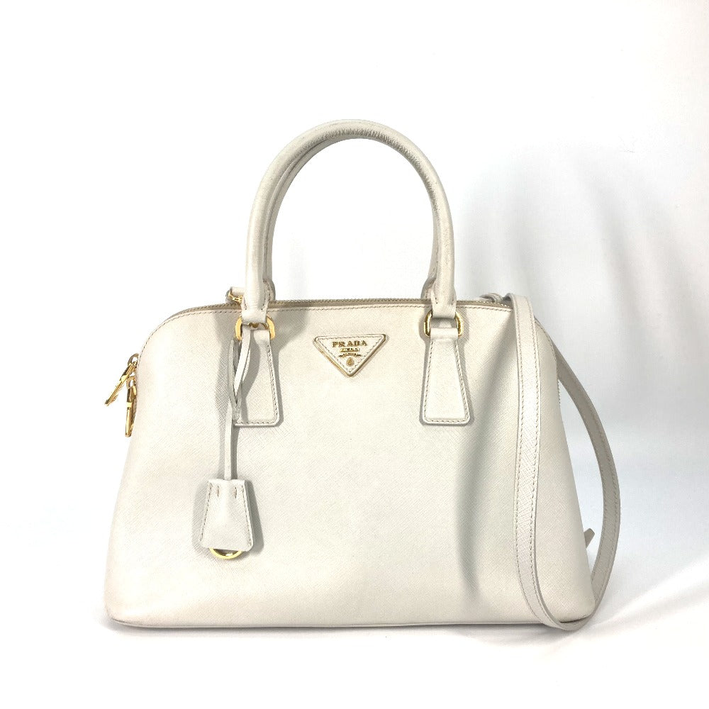 PRADA Handbag BL0837 Safiano leather white Triangle logo plate SAFFIANO LUX Women Used Authentic