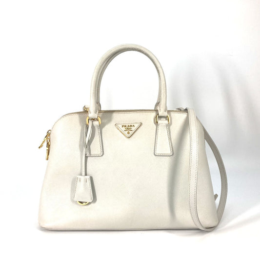 PRADA Handbag BL0837 Safiano leather white Triangle logo plate SAFFIANO LUX Women Used Authentic