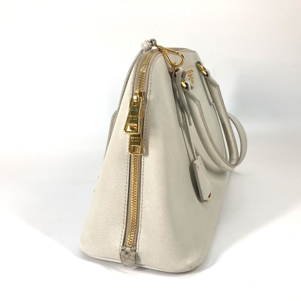 PRADA Handbag BL0837 Safiano leather white Triangle logo plate SAFFIANO LUX Women Used Authentic