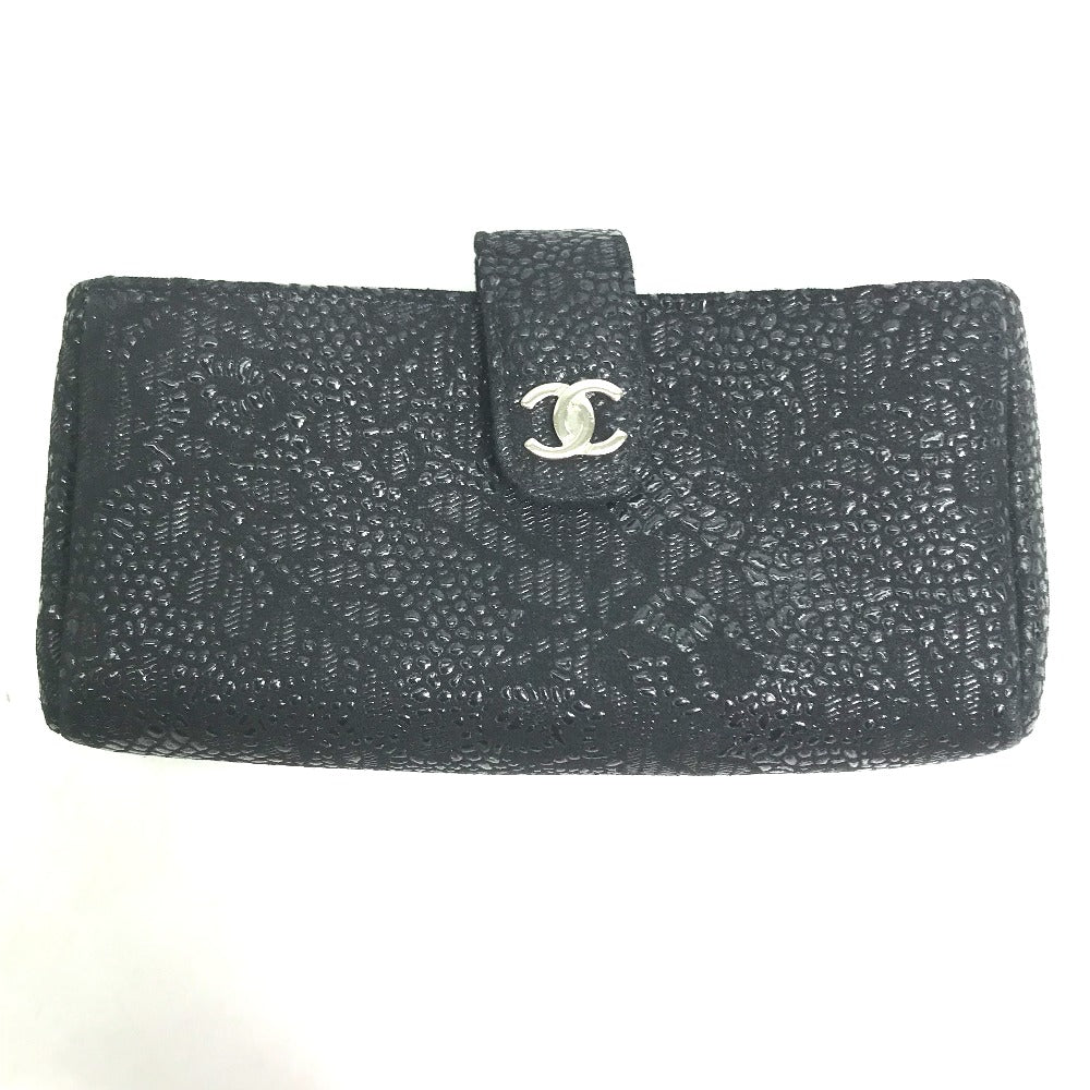 CHANEL Pouch leather black COCO Mark CC Women Used Authentic